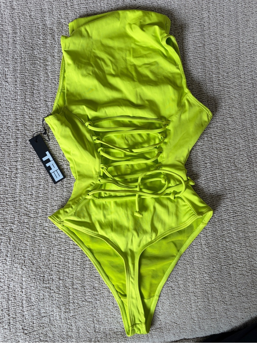TA3 Sleeveless Surfy Thong one piece swimsuit zip front contour lace up xs short - Picture 4 of 5